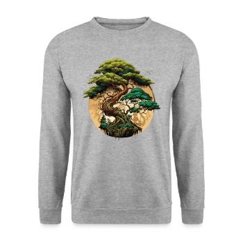 Rêves de bonsaï - Sweat-shirt Unisexe - gris chiné - Devant - Alina (178cm) & Michal (187cm)