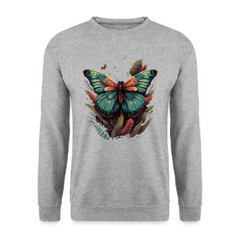 Garden Guardian Butterfly - Unisex Sweatshirt - salt & pepper - Front - Alina (178cm) & Michal (187cm)