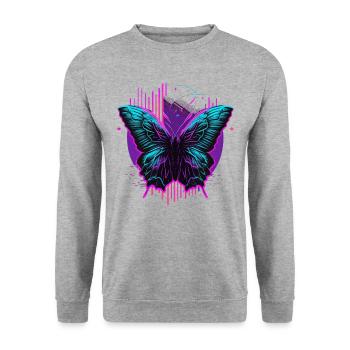 Leuchten im dunklen Schmetterling - Unisex Pullover - Weißgrau meliert - Vorne - Alina (178cm) & Michal (187cm)
