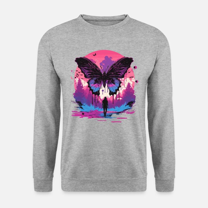 Schmetterling Ästhetische Evolution - Unisex Pullover - Weißgrau meliert