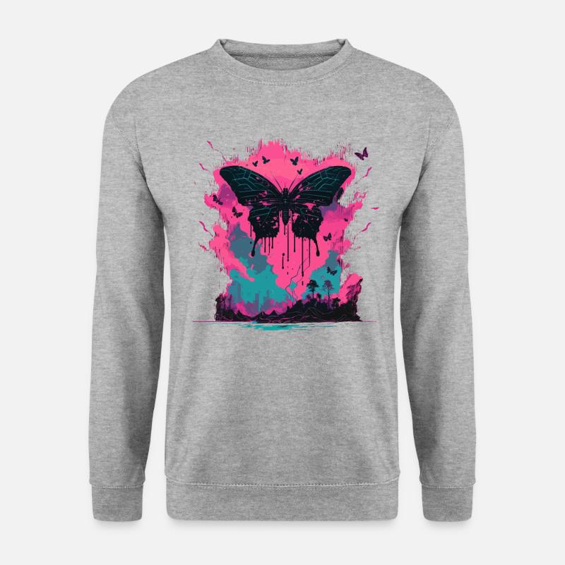 Sterbender Schmetterling Dampfwelle - Unisex Pullover - Weißgrau meliert