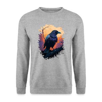 Krähen Wachsames Leben - Unisex Pullover - Weißgrau meliert - Vorne - Alina (178cm) & Michal (187cm)
