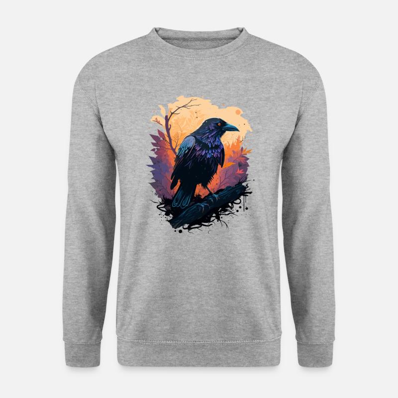 Krähen Wachsames Leben - Unisex Pullover - Weißgrau meliert