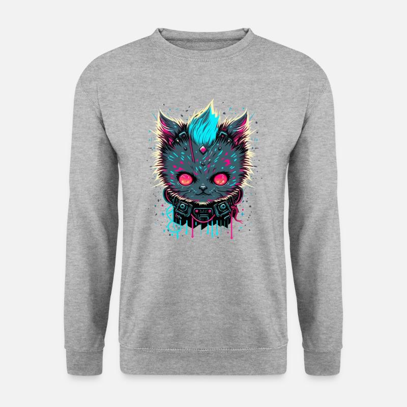 Böse Katze - Unisex Pullover - Weißgrau meliert
