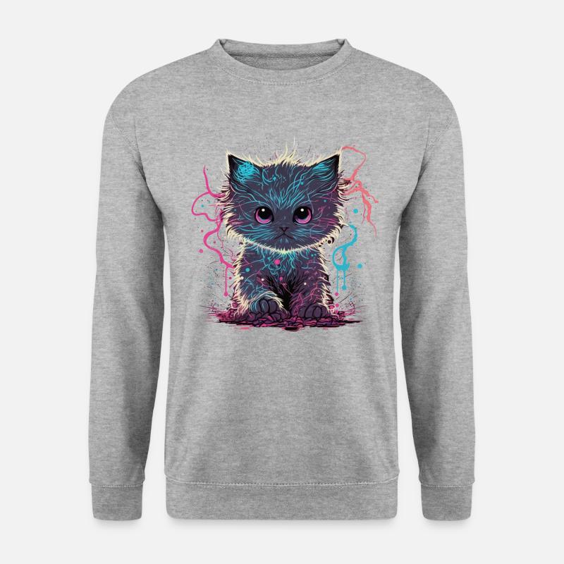 Elektrifiziertes Kätzchen - Unisex Pullover - Weißgrau meliert