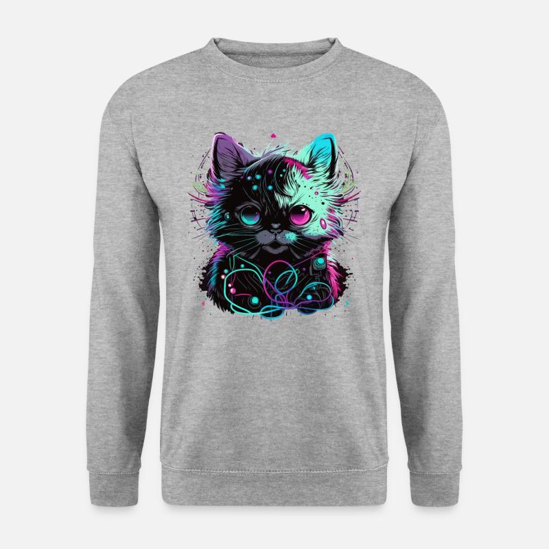 Elektronische Katze - Unisex Pullover - Weißgrau meliert