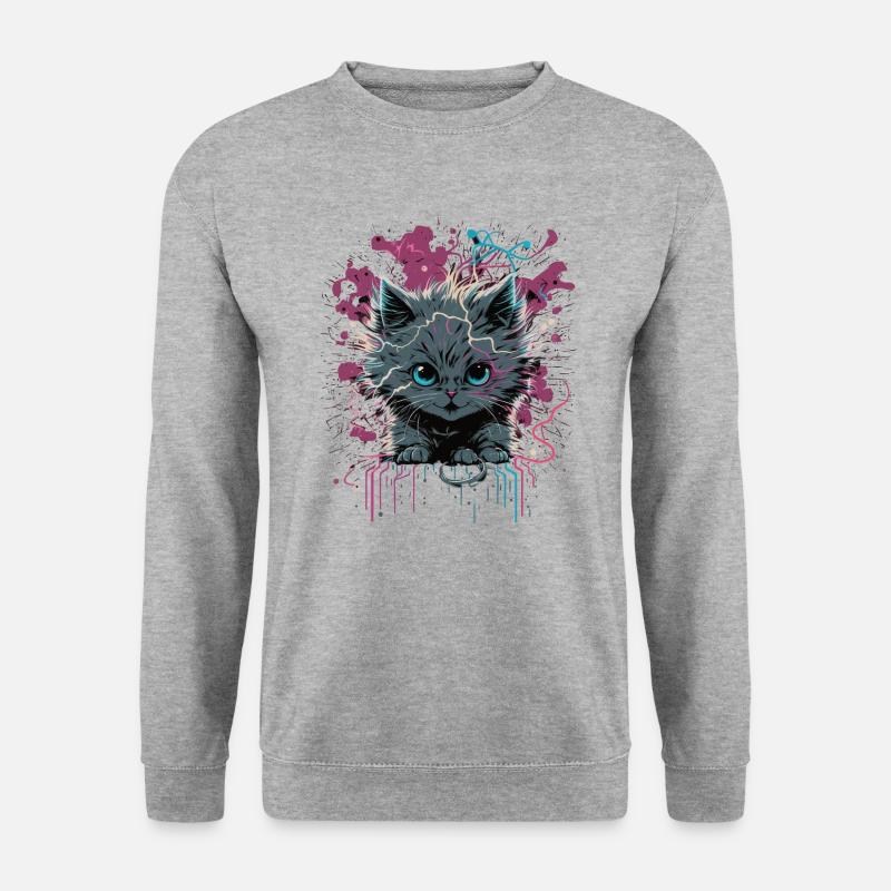 Energie Katze - Unisex Pullover - Weißgrau meliert