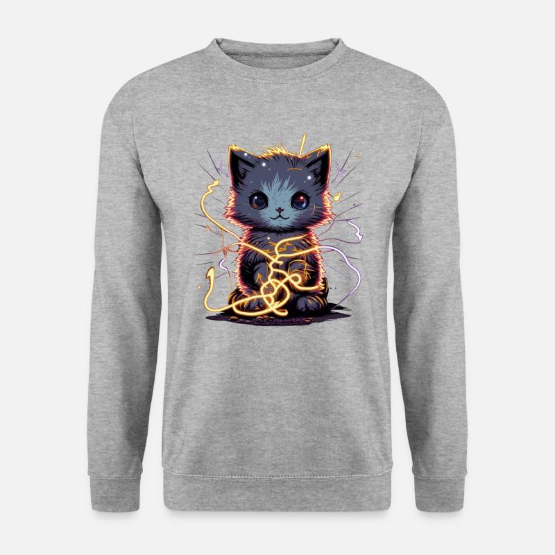 Schockierend entzückende Katze - Unisex Pullover - Weißgrau meliert