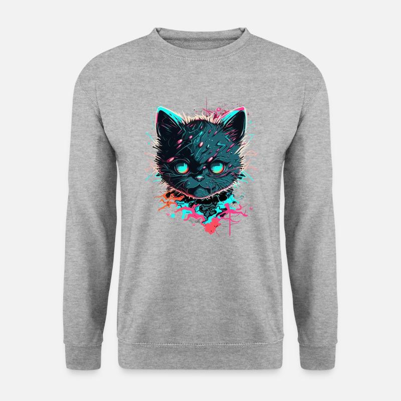 Kosmos Katze - Unisex Pullover - Weißgrau meliert