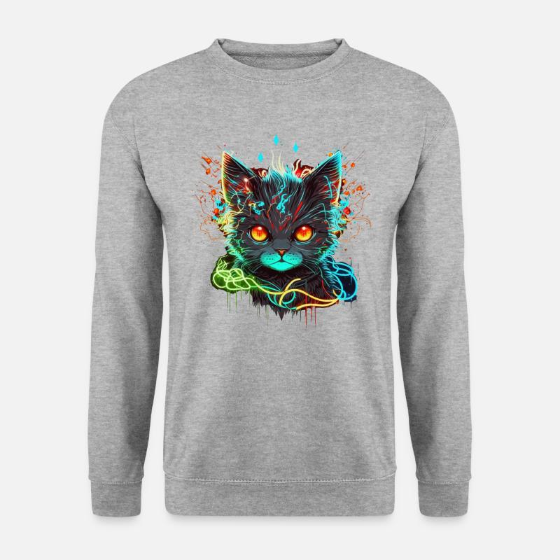 Geladene Katze - Unisex Pullover - Weißgrau meliert