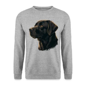 Weich aussehender dunkelbrauner Labrador Retriever - Unisex Pullover - Weißgrau meliert - Vorne - Alina (178cm) & Michal (187cm)