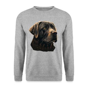 Großer Labrador Retriever - Unisex Pullover - Weißgrau meliert - Vorne - Alina (178cm) & Michal (187cm)