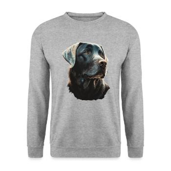 Labrador Retriever auf glühenden Lichtern - Unisex Pullover - Weißgrau meliert - Vorne - Alina (178cm) & Michal (187cm)