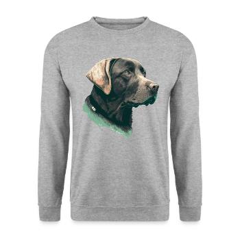 Schöne Seitenansicht Illustration Labrador Retriever - Unisex Pullover - Weißgrau meliert - Vorne - Alina (178cm) & Michal (187cm)