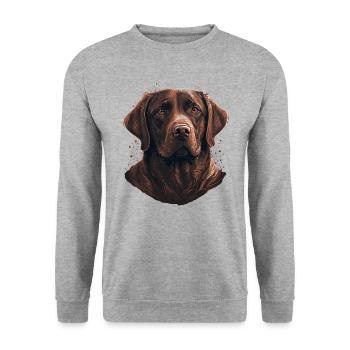 Entzückender brauner Labrador Retriever - Unisex Pullover - Weißgrau meliert - Vorne - Alina (178cm) & Michal (187cm)