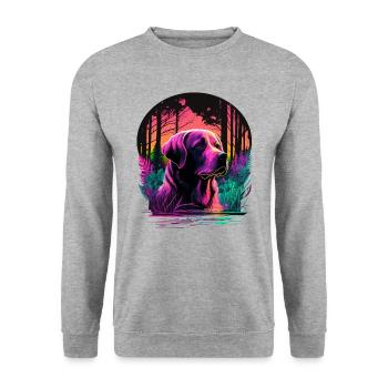 Labrador Retriever allein im Wald - Unisex Pullover - Weißgrau meliert - Vorne - Alina (178cm) & Michal (187cm)