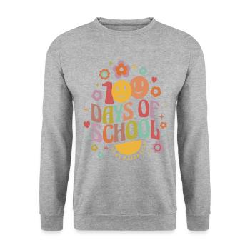 100 jours d’école - Sweat-shirt Unisexe - gris chiné - Devant - Alina (178cm) & Michal (187cm)