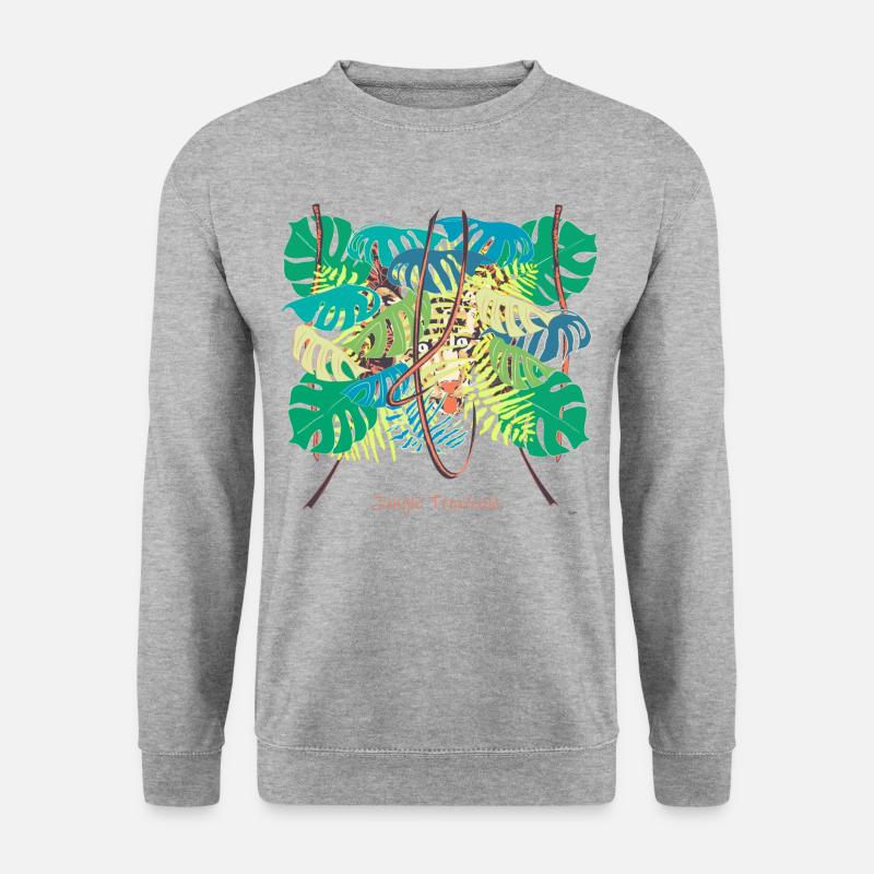 Tropischer Dschungel, aber wo ist der Panther? - Unisex Pullover - Weißgrau meliert