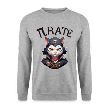 Pi day Pirate Cat - Unisex Sweatshirt - salt & pepper - Front - Alina (178cm) & Michal (187cm)