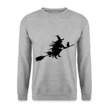 Hexe - Unisex Pullover - Weißgrau meliert - Vorne - Alina (178cm) & Michal (187cm)