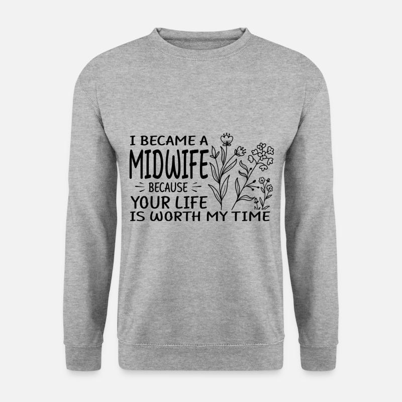 Geschenke für Hebammen - Unisex Pullover - Weißgrau meliert