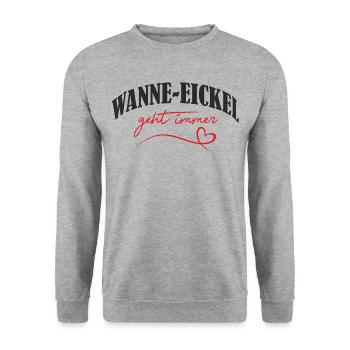 Wanne-Eickel...geht immer - Unisex Pullover - Weißgrau meliert - Vorne - Alina (178cm) & Michal (187cm)
