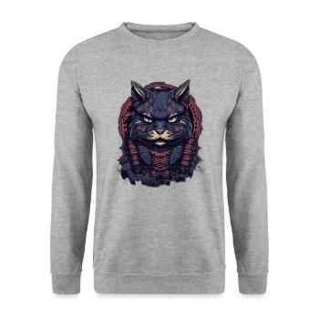 Samurai Kater - Unisex Pullover - Weißgrau meliert - Vorne - Alina (178cm) & Michal (187cm)