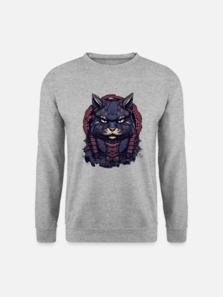 Samurai Kater - Unisex Pullover - Weißgrau meliert