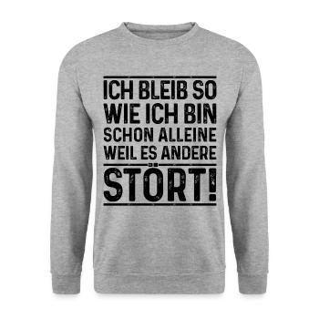 Ich bleib so wie ich bin, weil es andere stört - Unisex Pullover - Weißgrau meliert - Vorne - Alina (178cm) & Michal (187cm)