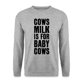VEGAN DROITS DES ANIMAUX LAIT DE VACHE BIEN-ÊTRE ANIMAL VACHES - Sweat-shirt Unisexe - gris chiné - Devant - Alina (178cm) & Michal (187cm)