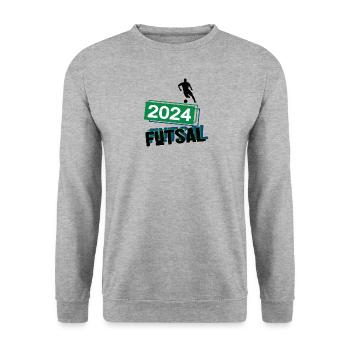 Futsal Spieler Team Turnier Mannschaft in 2024 - Unisex Pullover - Weißgrau meliert - Vorne - Alina (178cm) & Michal (187cm)