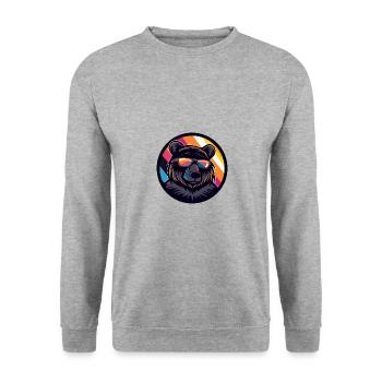 Bär Comic Cool Sommer - Unisex Pullover - Weißgrau meliert - Vorne - Alina (178cm) & Michal (187cm)