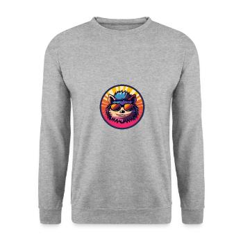 Hedgehog Comic Cool Summer - Unisex Sweatshirt - salt & pepper - Front - Alina (178cm) & Michal (187cm)