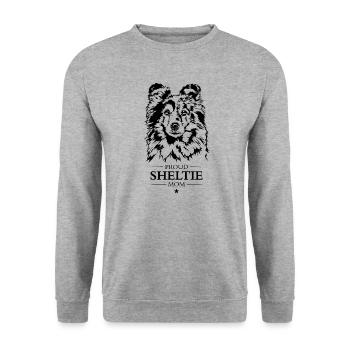 Sheltie Maman Chien Chien Shetland Chien de berger Wilsigns - Sweat-shirt Unisexe - gris chiné - Devant - Alina (178cm) & Michal (187cm)