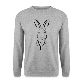 Bunny head Illustrartion Hare spoon - Unisex Sweatshirt - salt & pepper - Front - Alina (178cm) & Michal (187cm)
