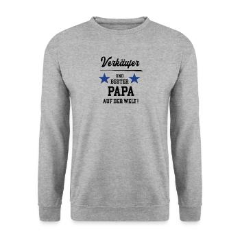 Papa Verkäufer Einzelhandel Verkauf Händler - Unisex Pullover - Weißgrau meliert - Vorne - Alina (178cm) & Michal (187cm)