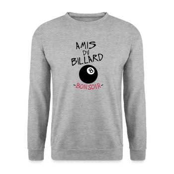 Zitat Freunden gute Nacht Billard 8 Ball Sport Humor - Unisex Pullover - Weißgrau meliert - Vorne - Alina (178cm) & Michal (187cm)