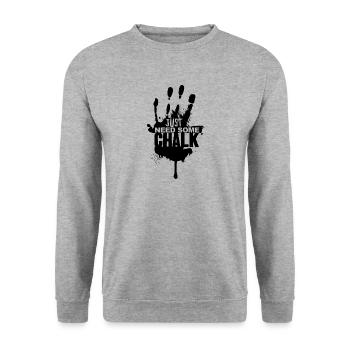 Klettern Bouldern Shirt - Need Chalk - Unisex Pullover - Weißgrau meliert - Vorne - Alina (178cm) & Michal (187cm)