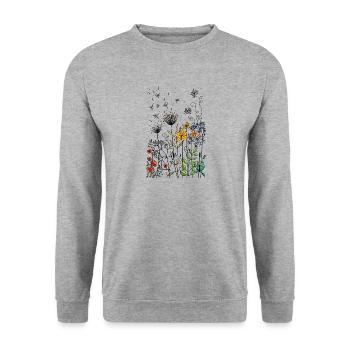 fleurs - Sweat-shirt Unisexe - gris chiné - Devant - Alina (178cm) & Michal (187cm)