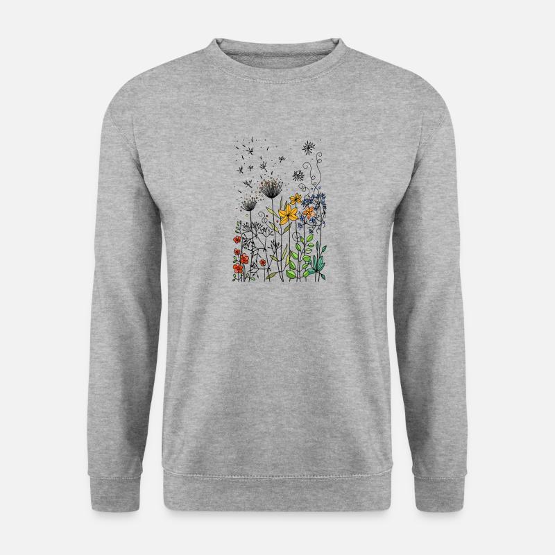 Blumen - Unisex Pullover - Weißgrau meliert