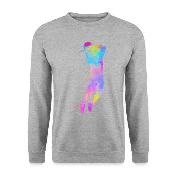 Basketball Colorful Splashes - Unisex Sweatshirt - salt & pepper - Front - Alina (178cm) & Michal (187cm)