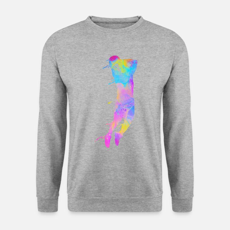 Basketball Bunte Spritzer - Unisex Pullover - Weißgrau meliert