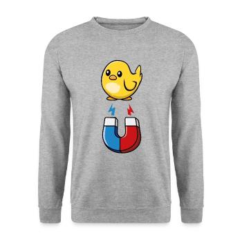Kükenmagnet - Unisex Pullover - Weißgrau meliert - Vorne - Alina (178cm) & Michal (187cm)