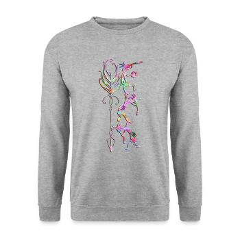 Kokopelli Musician Acrobats - Boho Feather 1 - Sweat-shirt Unisexe - gris chiné - Devant - Alina (178cm) & Michal (187cm)