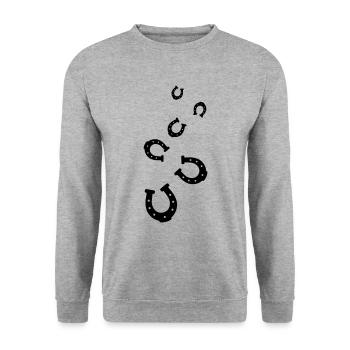 Hufeisen Icon - Unisex Pullover - Weißgrau meliert - Vorne - Alina (178cm) & Michal (187cm)