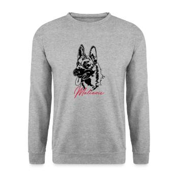 Malinois Hund Hunde Hundesport Wilsigns IGP - Unisex Pullover - Weißgrau meliert - Vorne - Alina (178cm) & Michal (187cm)