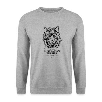 Australian Terrier Dad Hunde Hund Wilsigns - Unisex Pullover - Weißgrau meliert - Vorne - Alina (178cm) & Michal (187cm)
