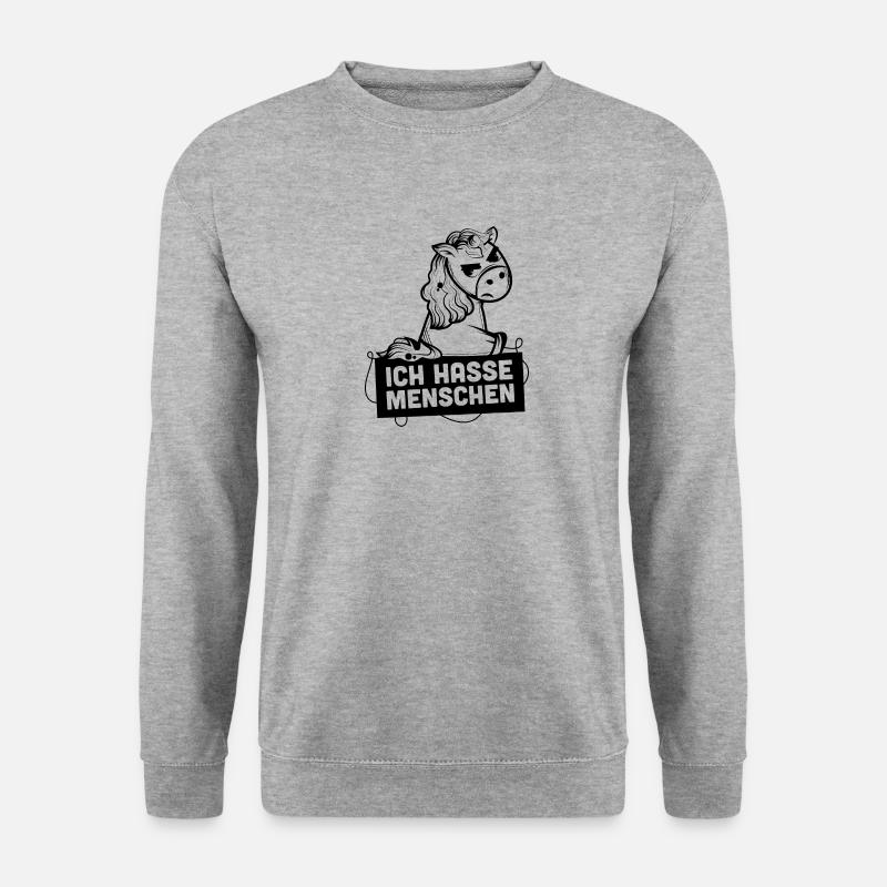 Ich hasse Menschen Einhorn - Unisex Pullover - Weißgrau meliert