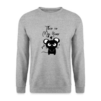 Rat c'est mon année - Sweat-shirt Unisexe - gris chiné - Devant - Alina (178cm) & Michal (187cm)