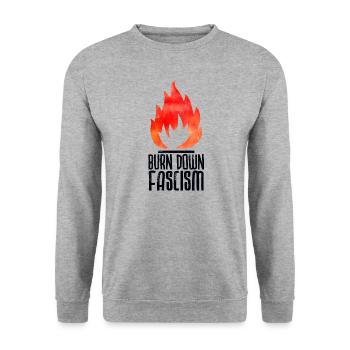 Burn Down Fascism - Unisex Sweatshirt - salt & pepper - Front - Alina (178cm) & Michal (187cm)